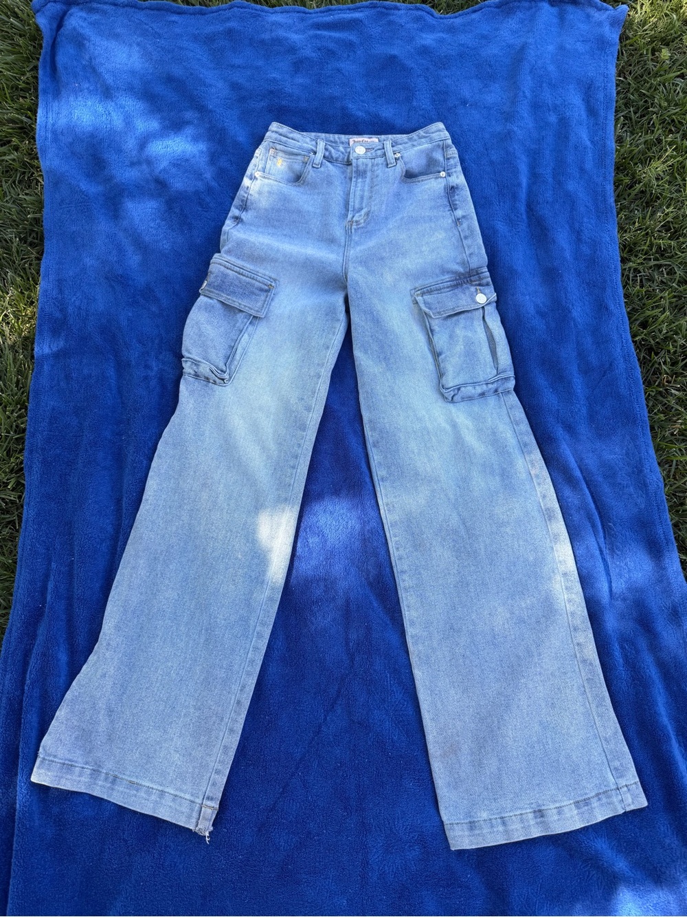 Juicy Couture Light Blue Cargo Wide-Leg Jeans